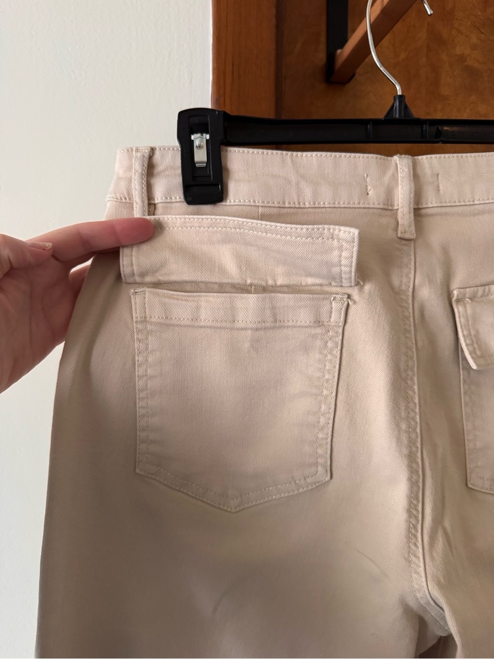 KUT From The Kloth Wide Leg Pants Cream Stretch Cotton High Rise Women’s 10 - Picture 4 of 6